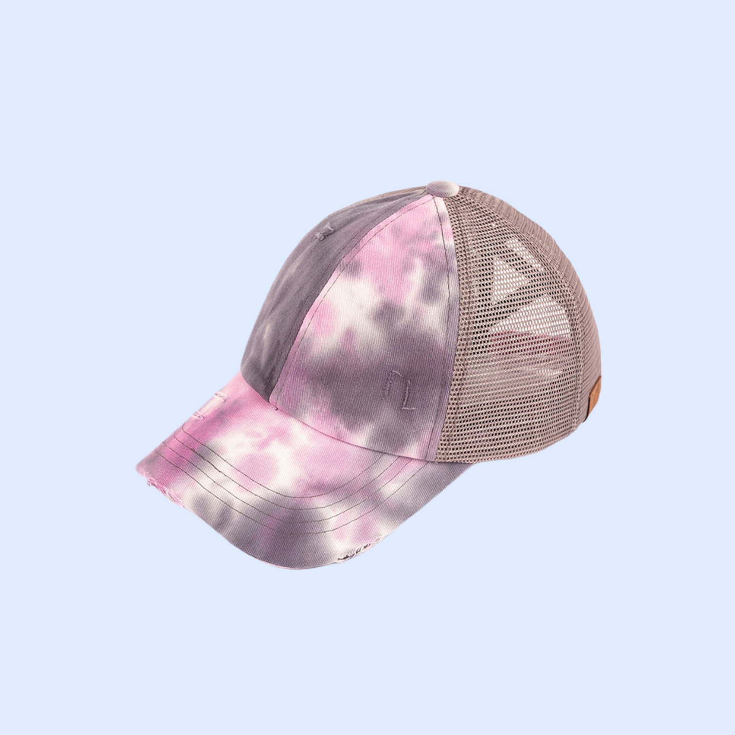 Tie Dye Criss-Cross Mesh High Ponytail Ball Cap BT924