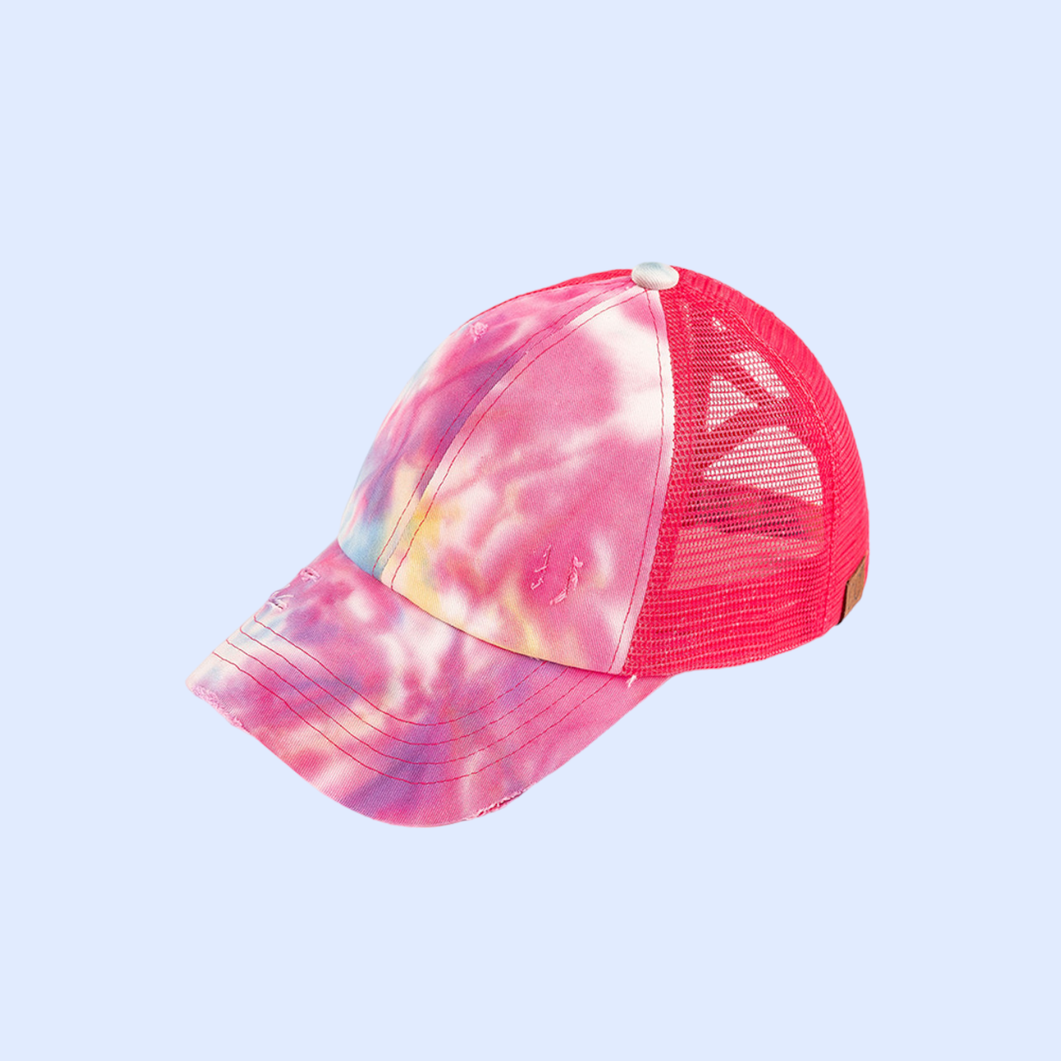 Tie Dye Criss-Cross Mesh High Ponytail Ball Cap BT924