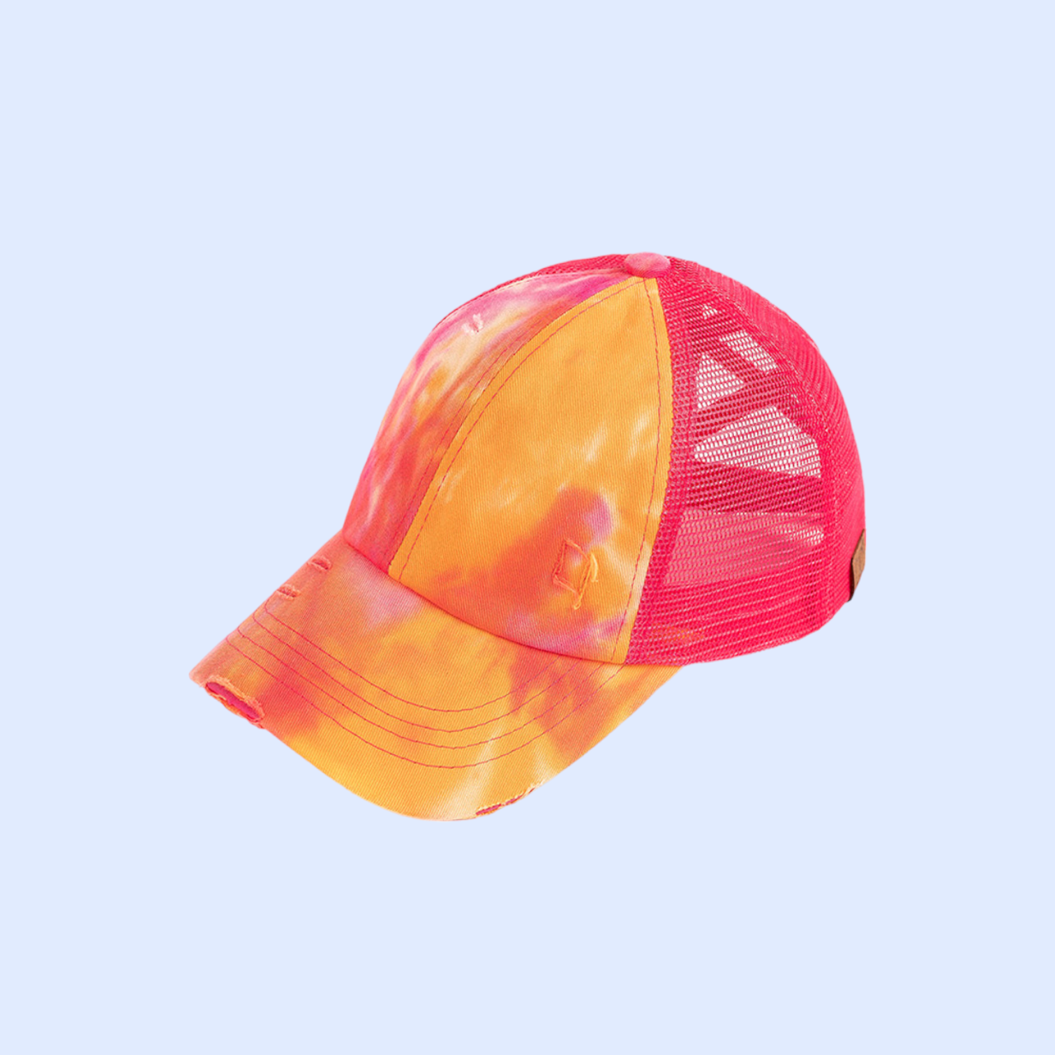 Tie Dye Criss-Cross Mesh High Ponytail Ball Cap BT924