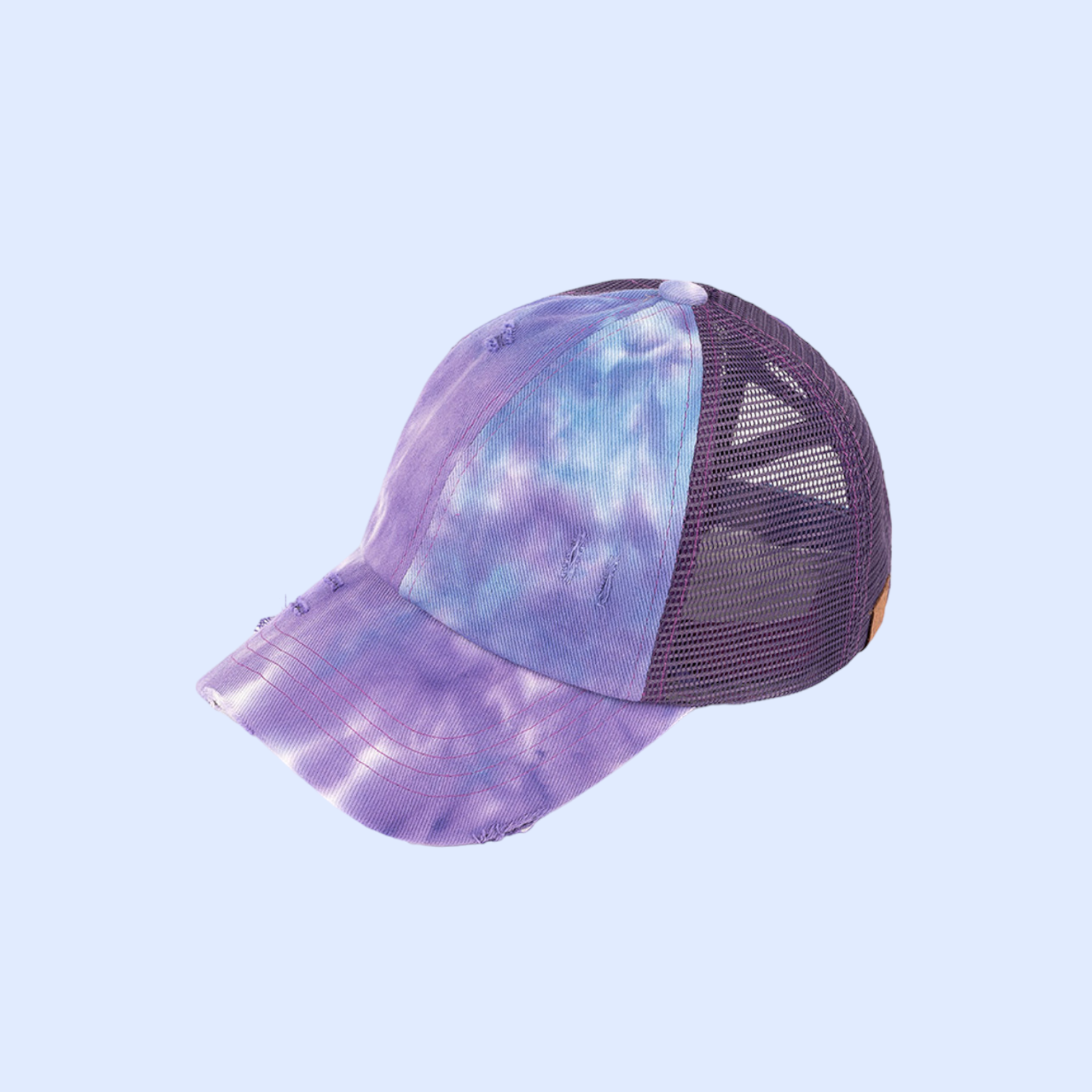 Tie Dye Criss-Cross Mesh High Ponytail Ball Cap BT924