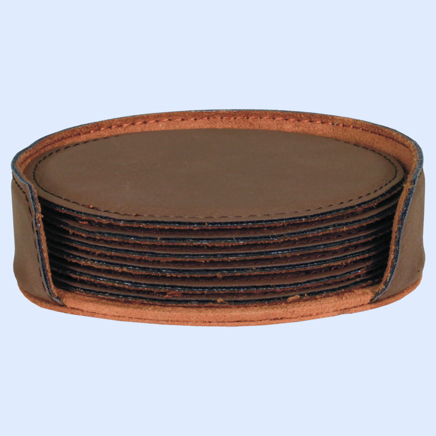 LASERABLE LEATHERETTE COASTER SETS ROUND