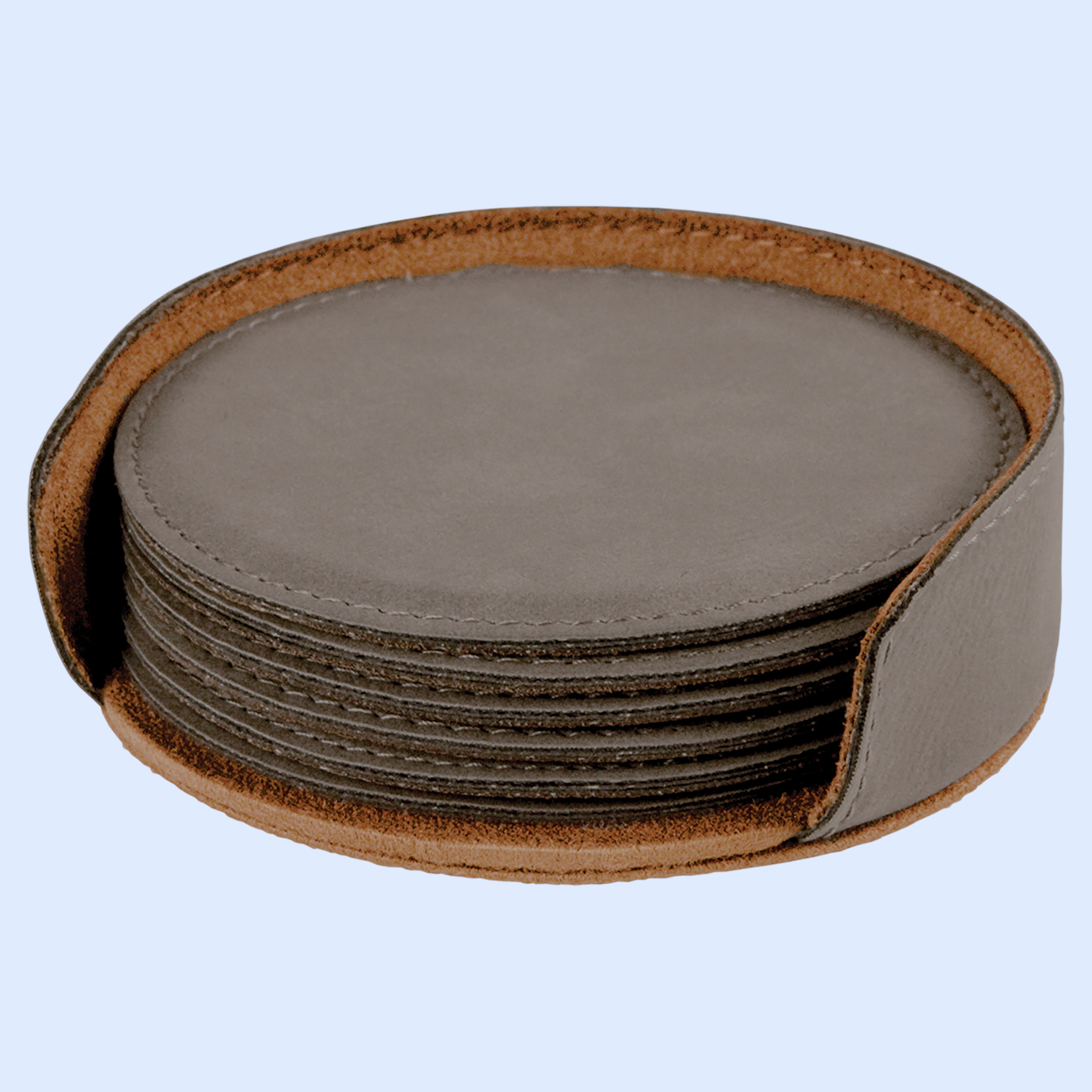 LASERABLE LEATHERETTE COASTER SETS ROUND