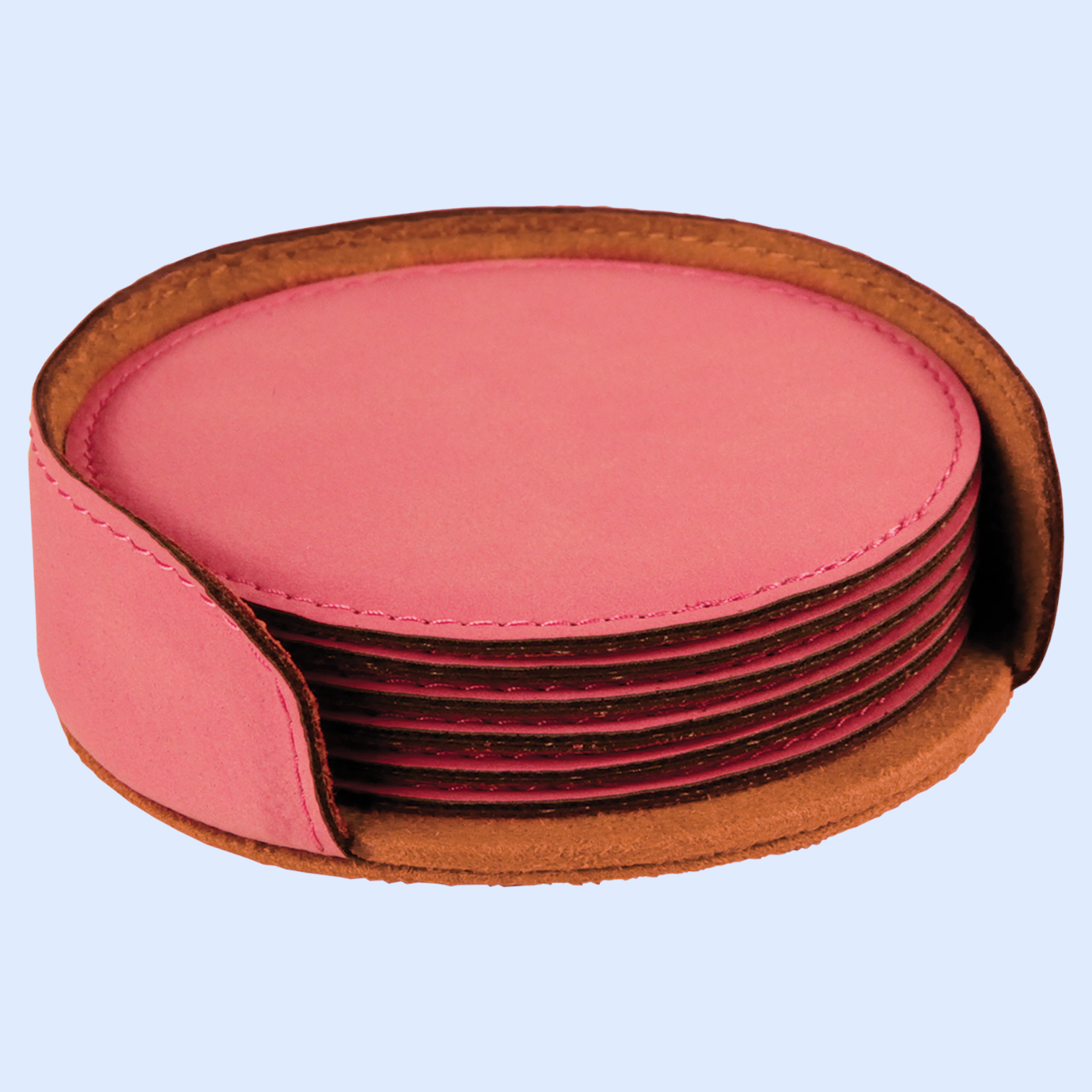 LASERABLE LEATHERETTE COASTER SETS ROUND