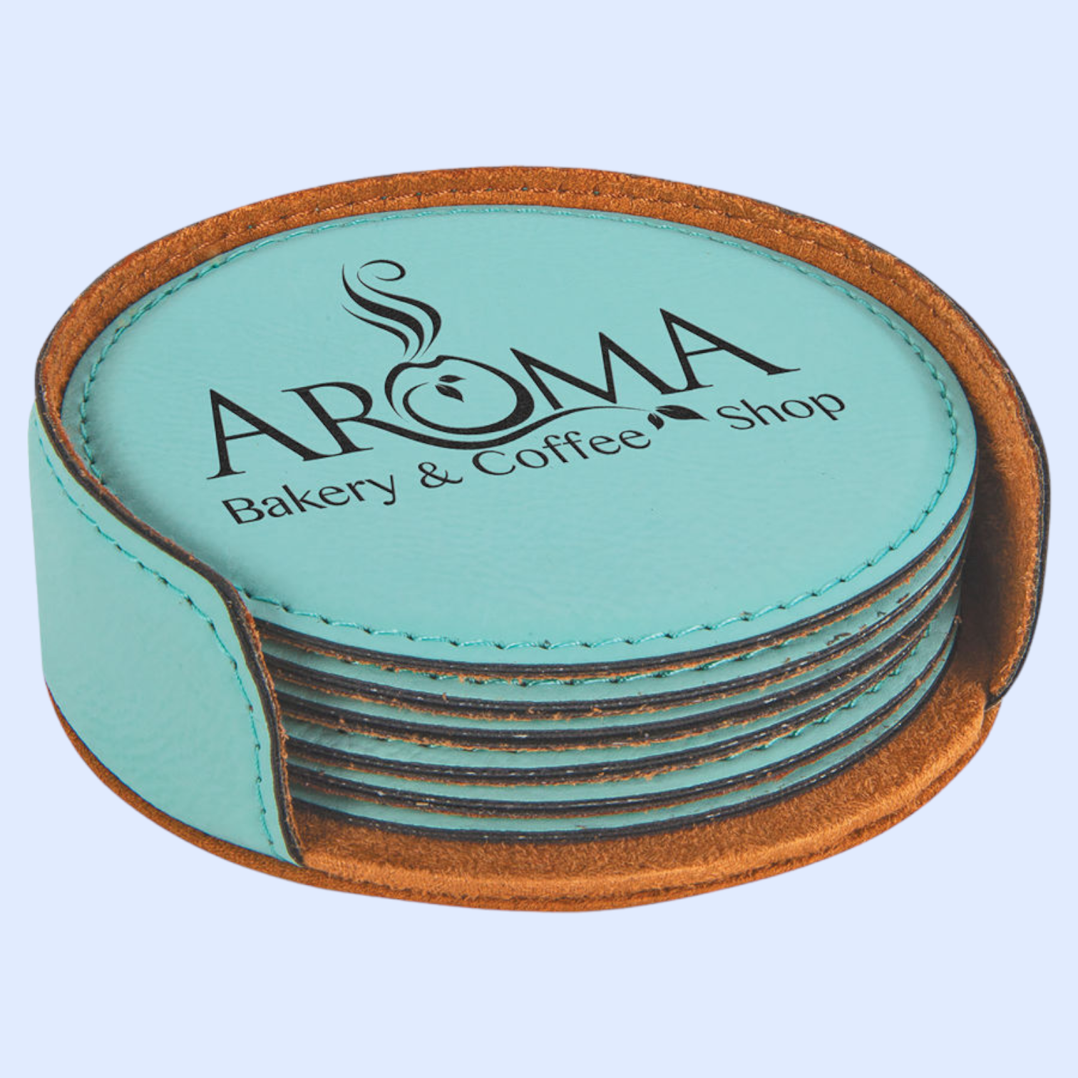 LASERABLE LEATHERETTE COASTER SETS ROUND