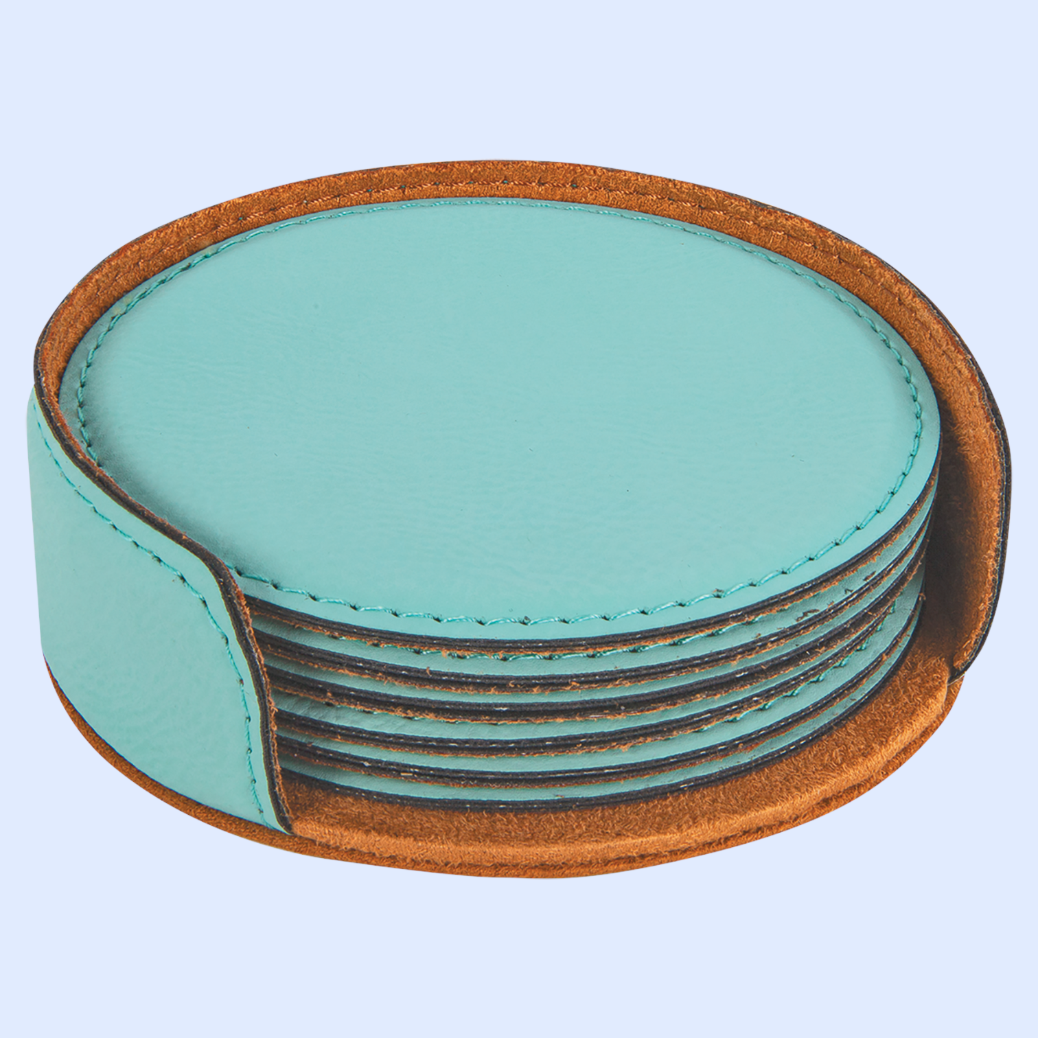 LASERABLE LEATHERETTE COASTER SETS ROUND