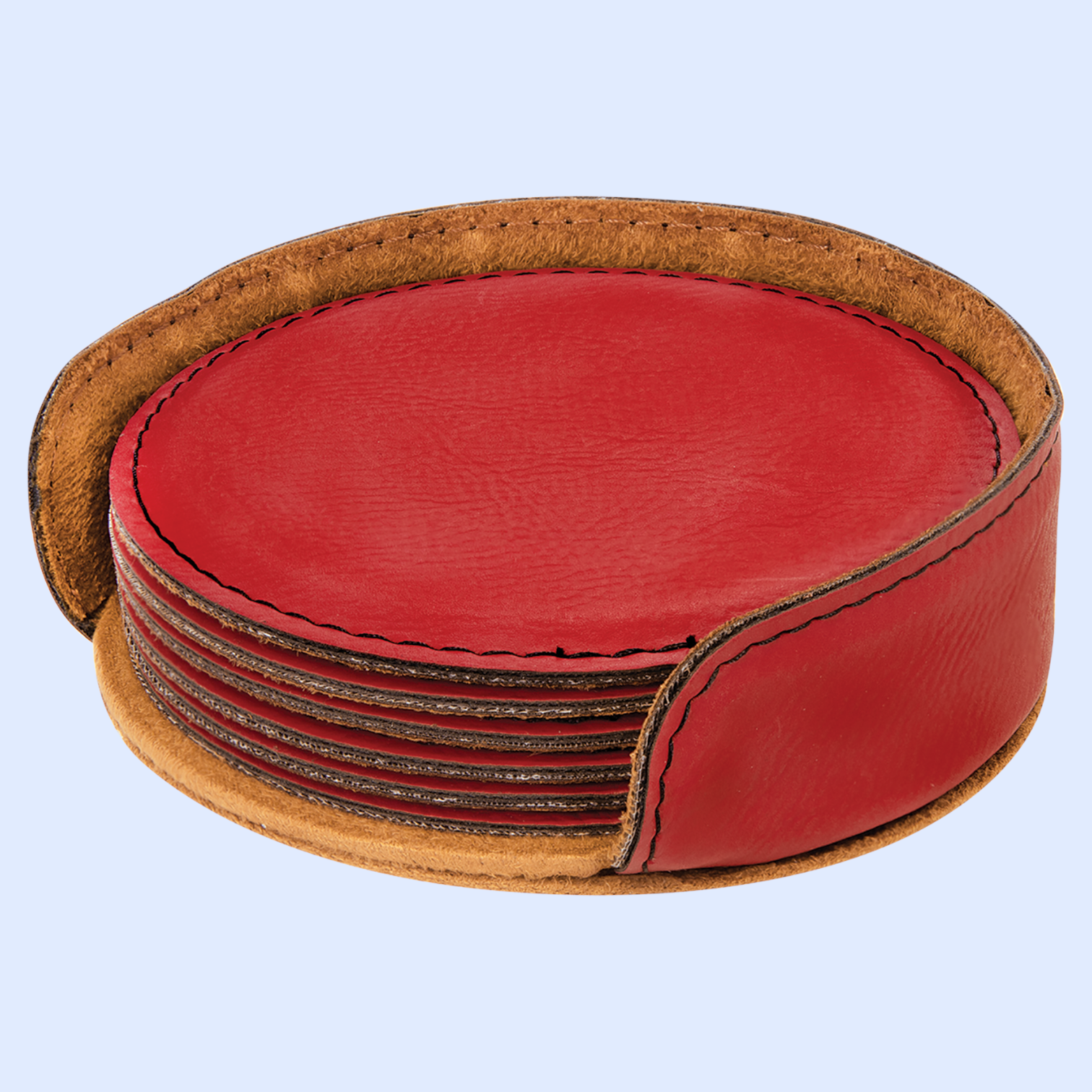 LASERABLE LEATHERETTE COASTER SETS ROUND