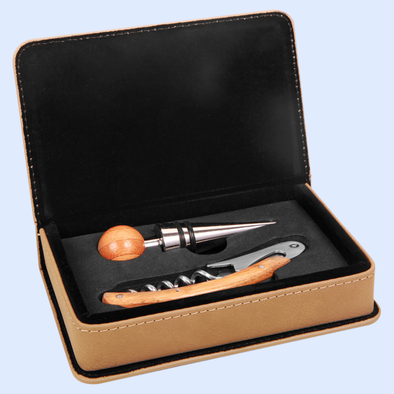 LASERABLE LEATHERETTE 2-PIECE WINE TOOL SET