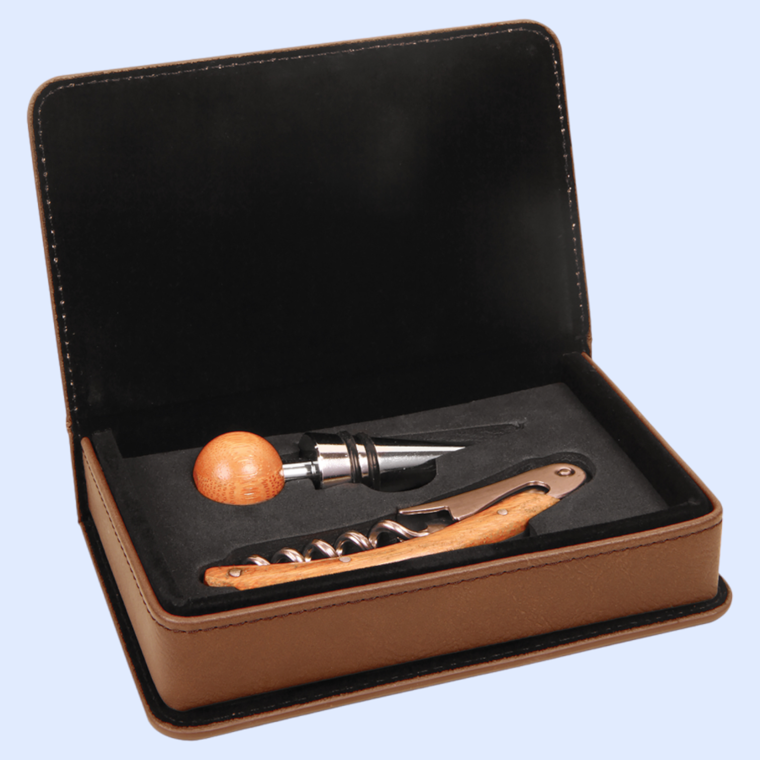 LASERABLE LEATHERETTE 2-PIECE WINE TOOL SET