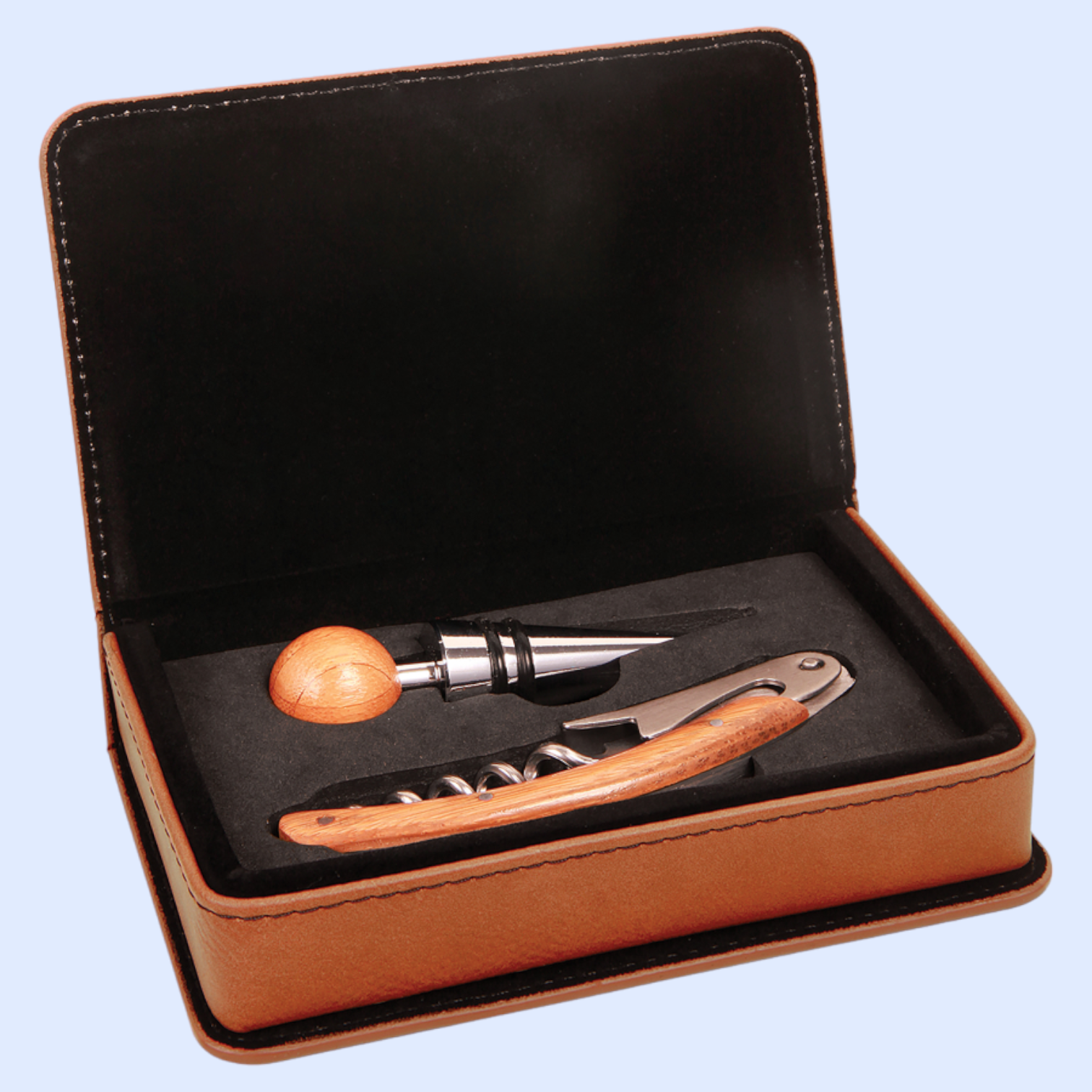 LASERABLE LEATHERETTE 2-PIECE WINE TOOL SET