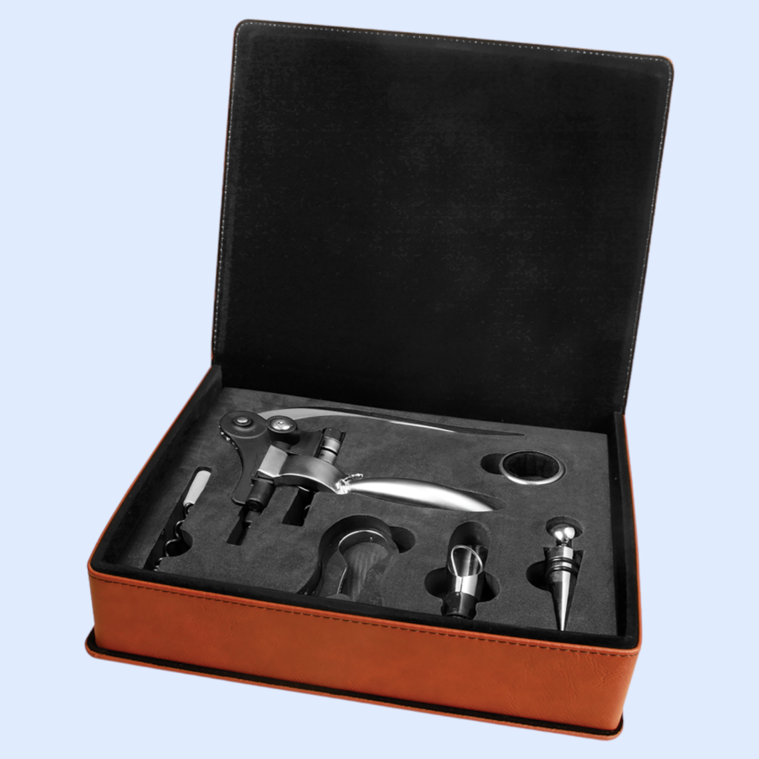 LASERABLE LEATHERETTE 5-PIECE WINE TOOL SET