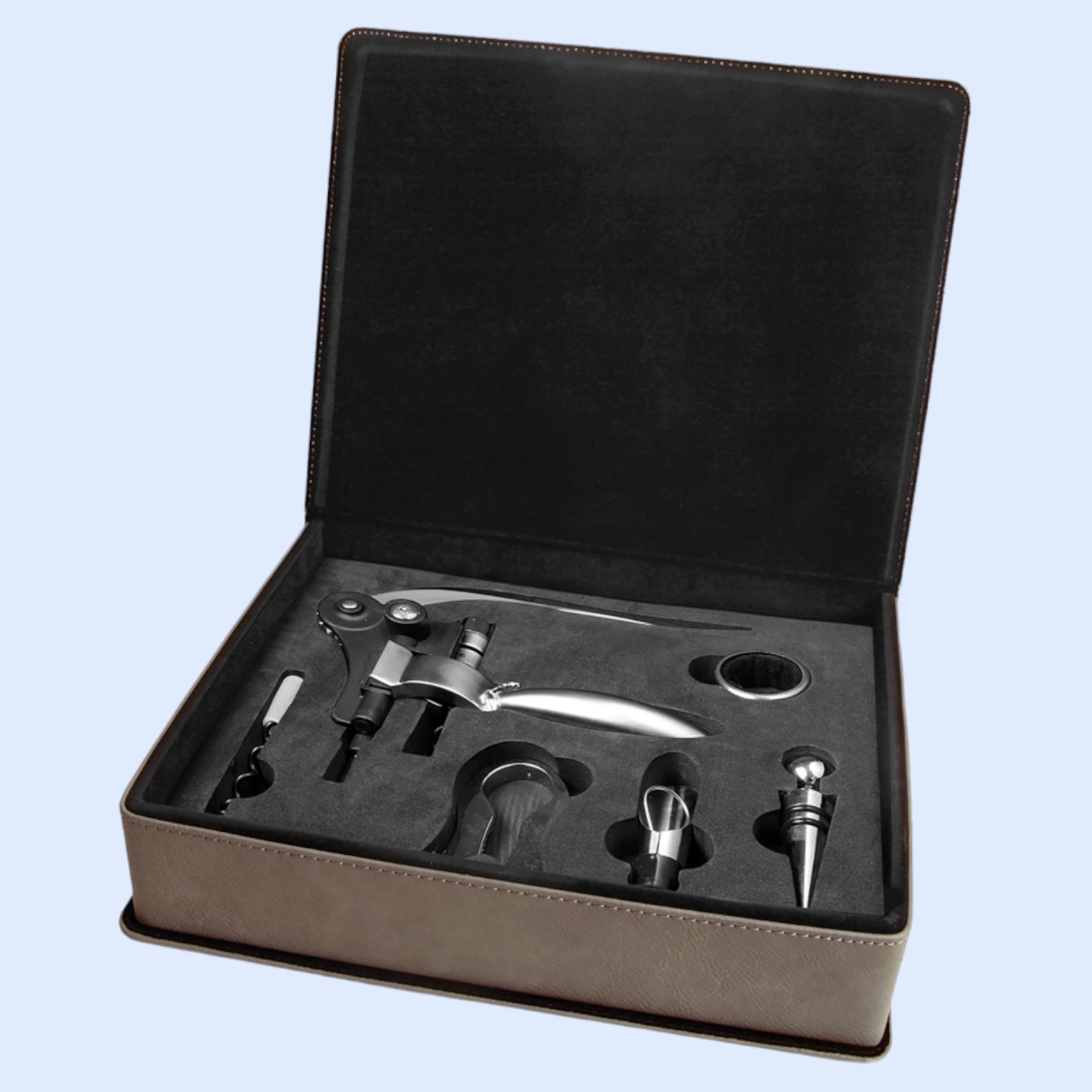 LASERABLE LEATHERETTE 5-PIECE WINE TOOL SET