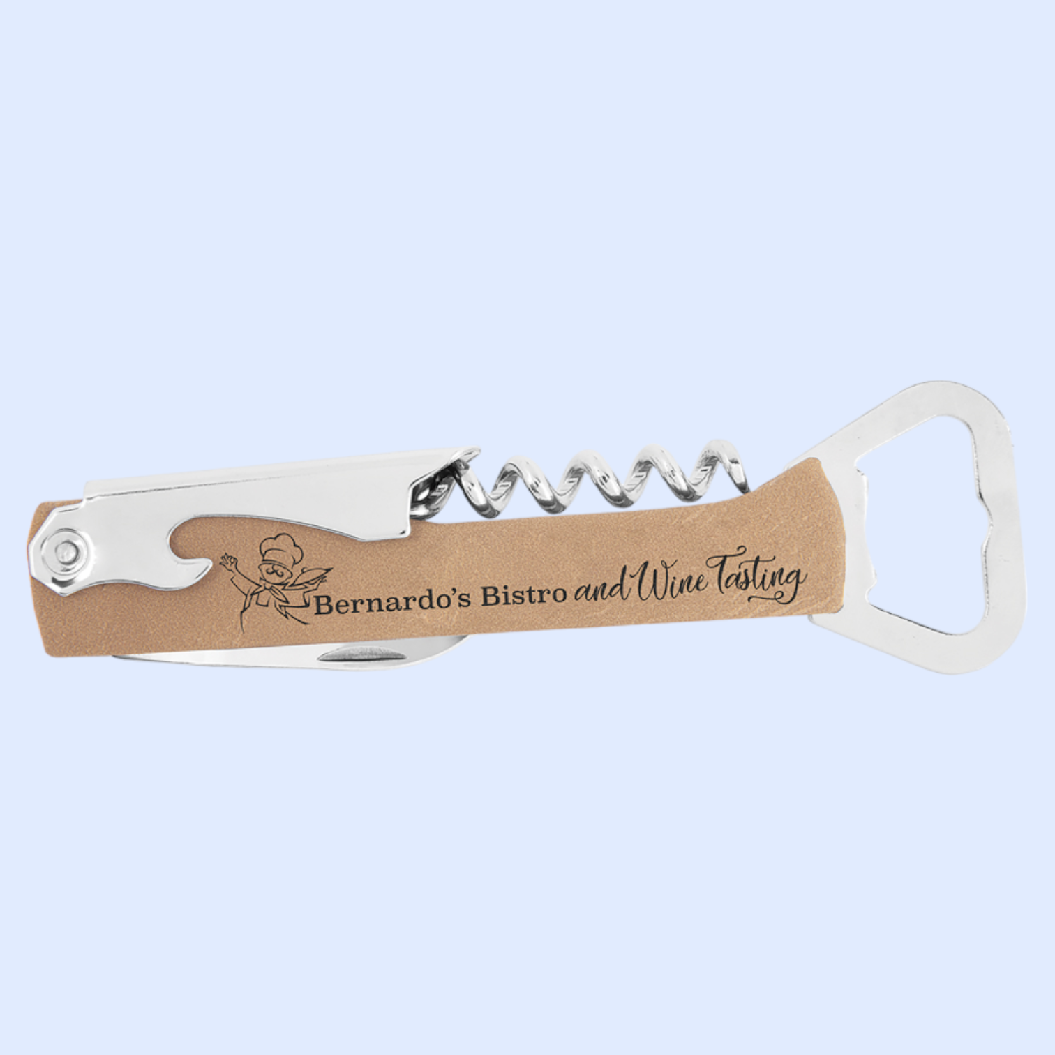 LASERABLE LEATHERETTE WINE BOTTLE OPENER