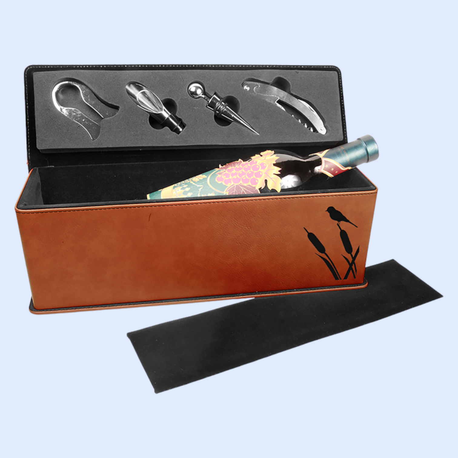 LASERABLE LEATHERETTE SINGLE WINE BOX WITH TOOLS