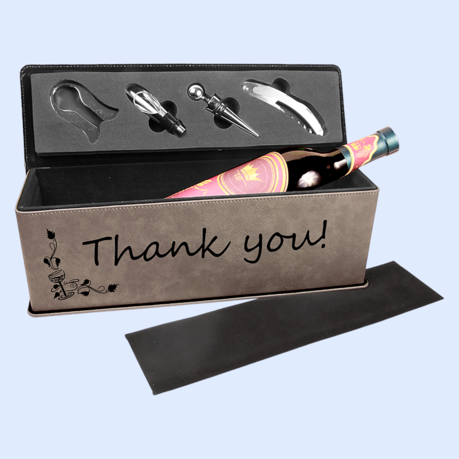 LASERABLE LEATHERETTE SINGLE WINE BOX WITH TOOLS